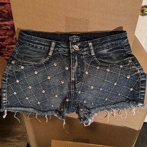 Women's Rhinestone Blue Denim Shorts